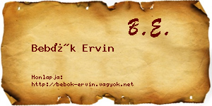 Bebők Ervin névjegykártya